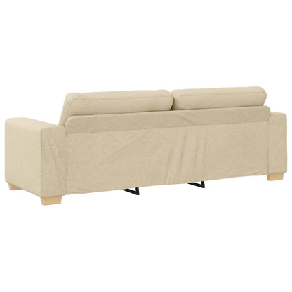 Divano 3 pcs Crema 221 x 80 x 80 cm Tessuto misto lino | homemem39