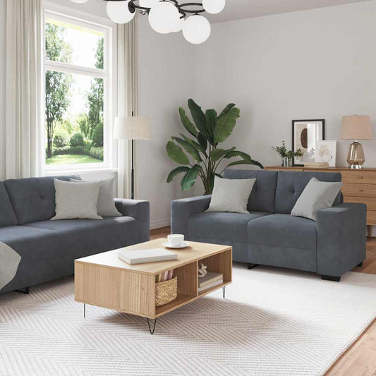 Set di divani 3 pcs Grigio scuro 221 x 80 x 80 cm Velluto | homemem39