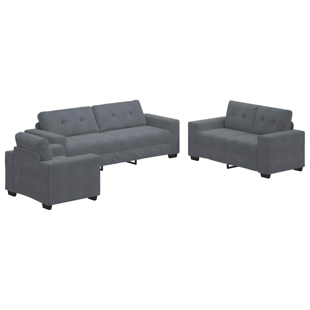 Set di divani con cuscino 3 pcs Grigio 221 x 78 x 80 cm Velluto - homemem39