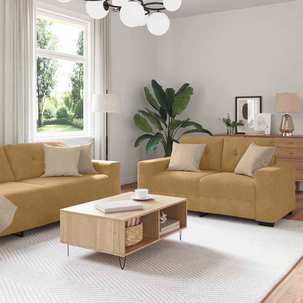 Set di divani 3 pcs Marrone 221 x 80 x 80 cm Velluto