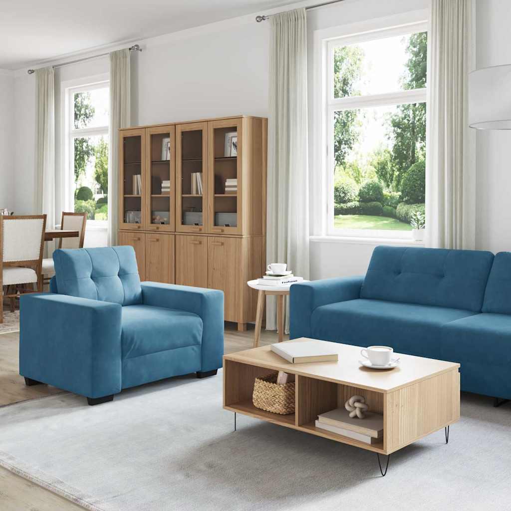 Set di divani 3 pcs Blu 221 x 80 x 80 cm Velluto