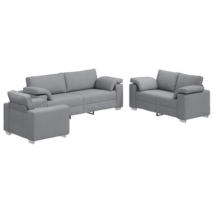 Divano 3 pcs Grigio chiaro Tessuto misto lino