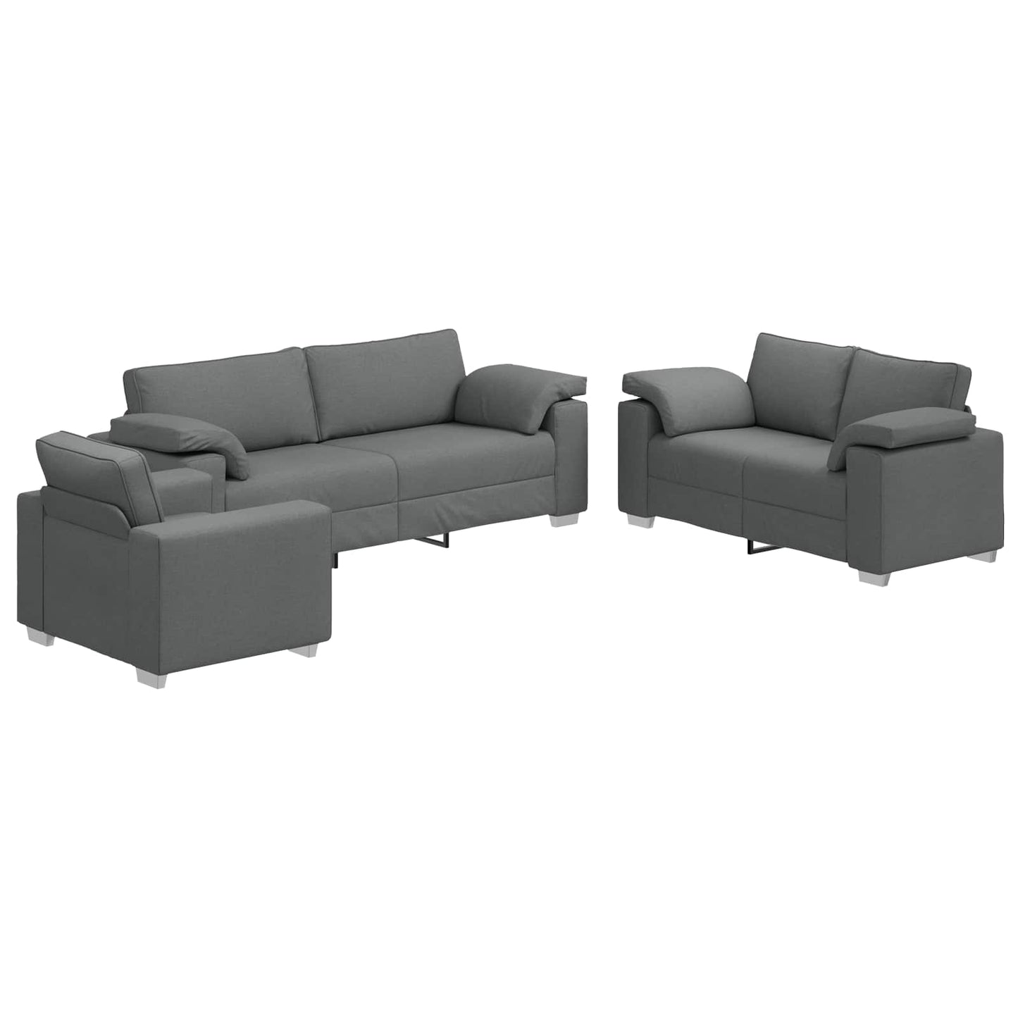 Divano 3 pcs Grigio scuro 219 x 80 x 82 cm Tessuto misto lino