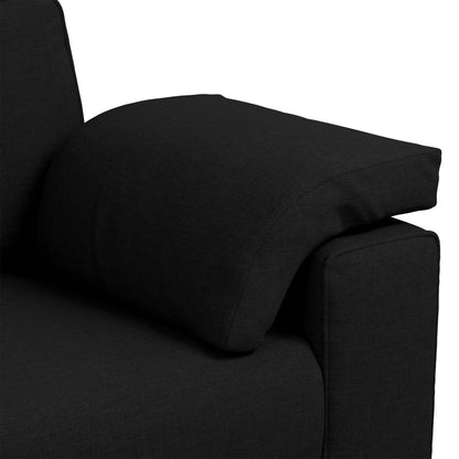 Divano 3 pcs Nero 219 x 80 x 82 cm Tessuto misto lino