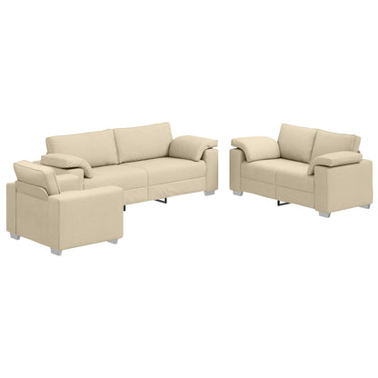 Divano 3 pcs Crema 219 x 80 x 82 cm Tessuto misto lino