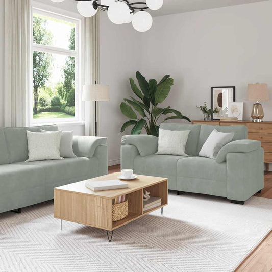 Set di Divani 3 pz con Cuscini Grigio Chiaro in Velluto | homemem39