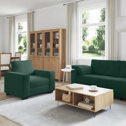 Set di Divani 3 pz con Cuscini Verde scuro in Velluto | homemem39