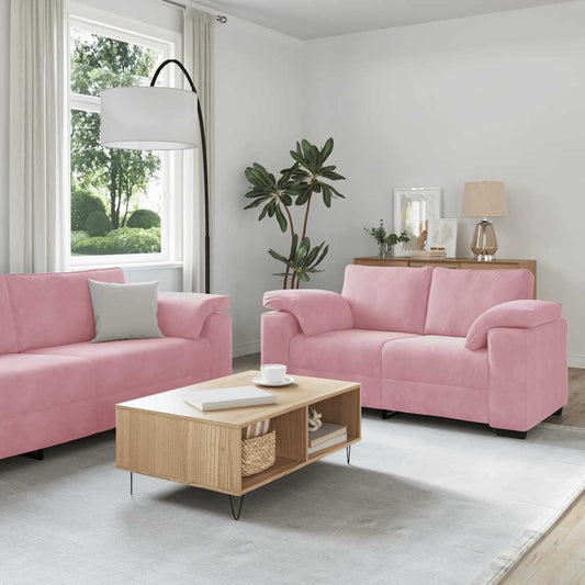 Set di Divani 3 pz con Cuscini rosa in Velluto