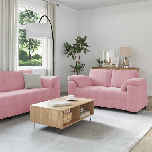 Set di Divani 3 pz con Cuscini rosa in Velluto