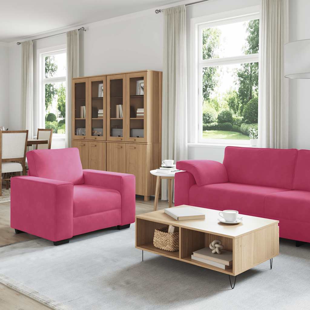 Set di Divani 3 pz con Cuscini Rosso Vino in Velluto | homemem39