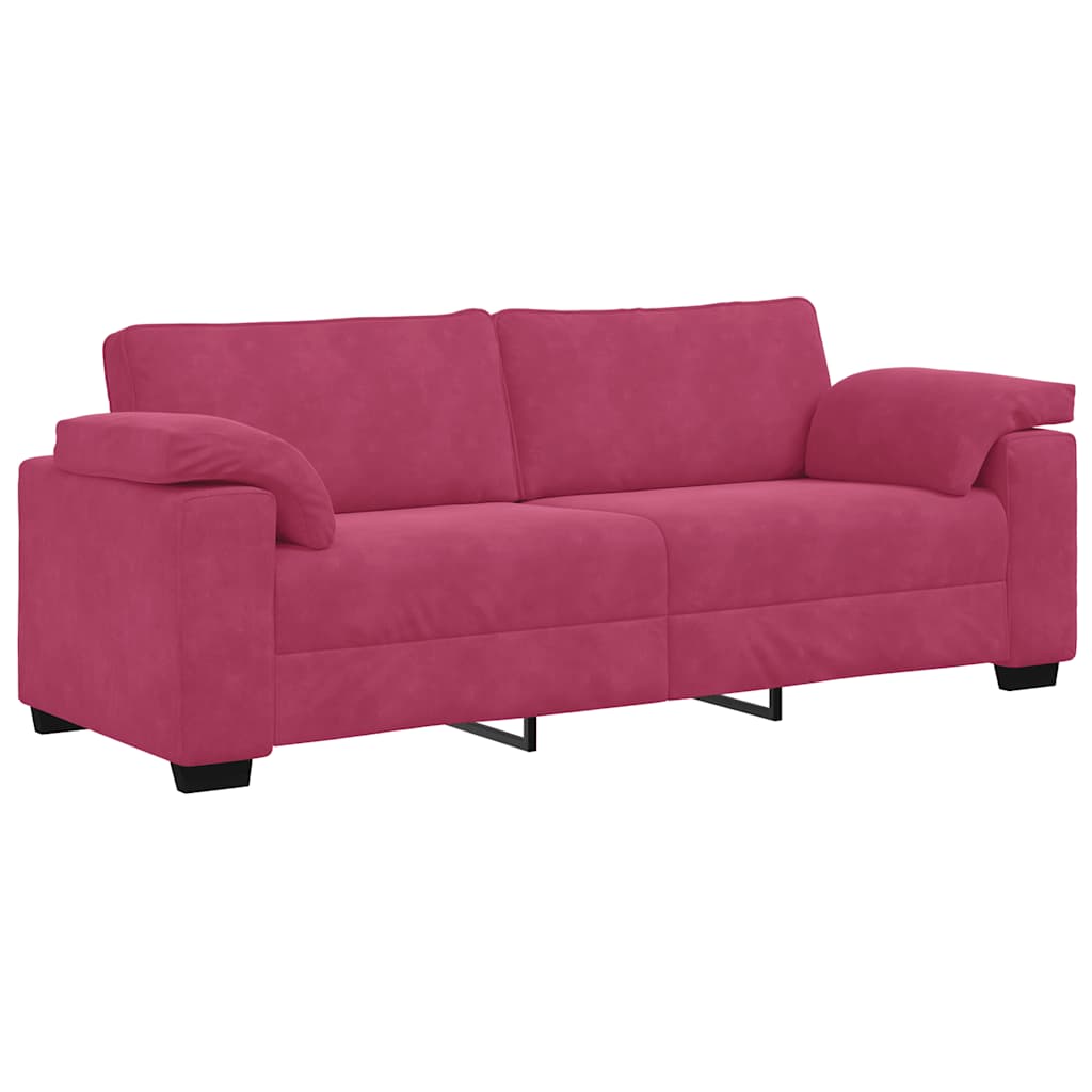 Set di Divani 3 pz con Cuscini Rosso Vino in Velluto | homemem39