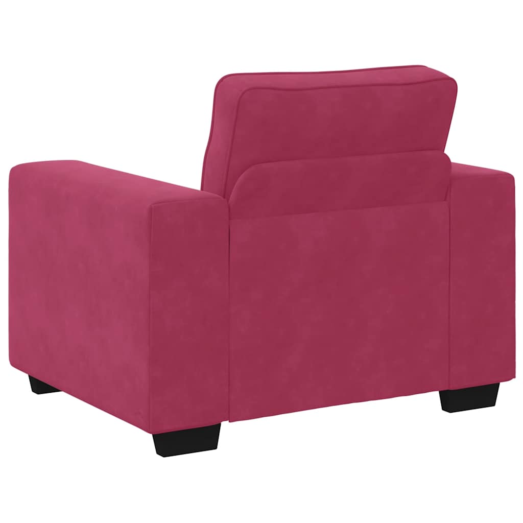 Set di Divani 3 pz con Cuscini Rosso Vino in Velluto - homemem39