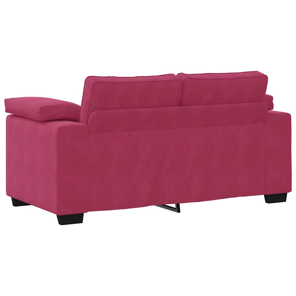 Set di Divani 3 pz con Cuscini Rosso Vino in Velluto | homemem39