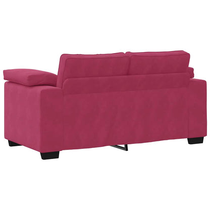Set di Divani 3 pz con Cuscini Rosso Vino in Velluto | homemem39