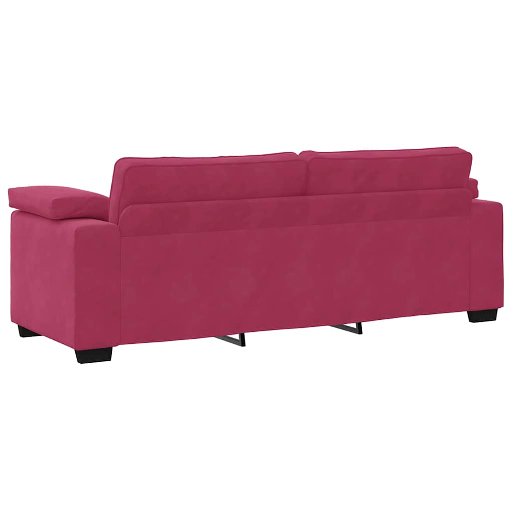 Set di Divani 3 pz con Cuscini Rosso Vino in Velluto - homemem39