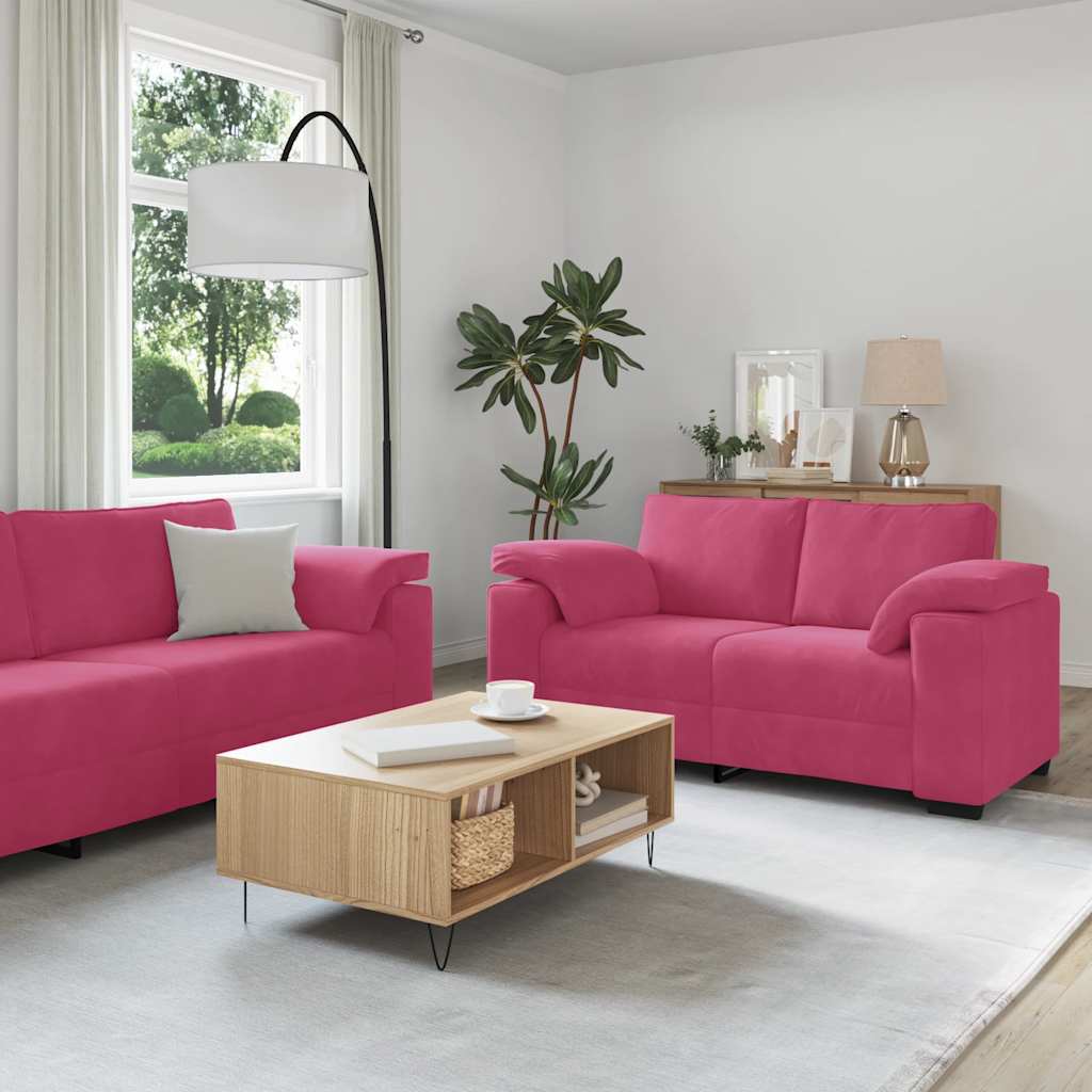 Set di Divani 3 pz con Cuscini Rosso Vino in Velluto | homemem39