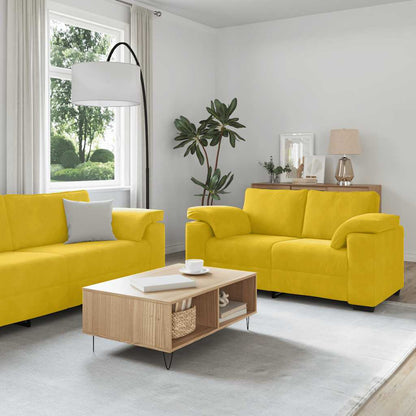 Set di Divani 3 pz con Cuscini giallo in Velluto | homemem39