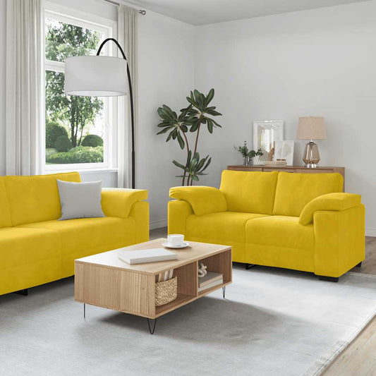Set di Divani 3 pz con Cuscini giallo in Velluto | homemem39