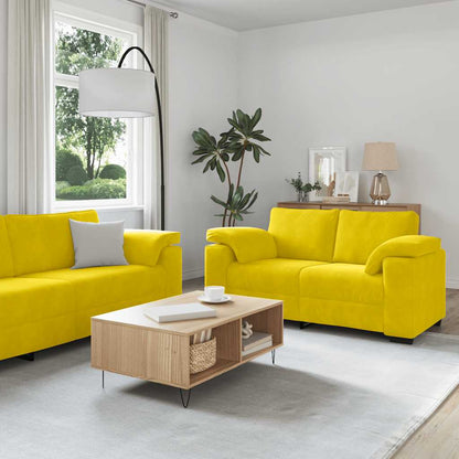 Set di Divani 3 pz con Cuscini giallo in Velluto - homemem39