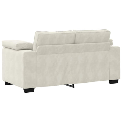 Set di Divani 3 pz con Cuscini Crema in Velluto