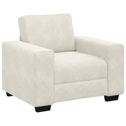 Set di Divani 3 pz con Cuscini Crema in Velluto