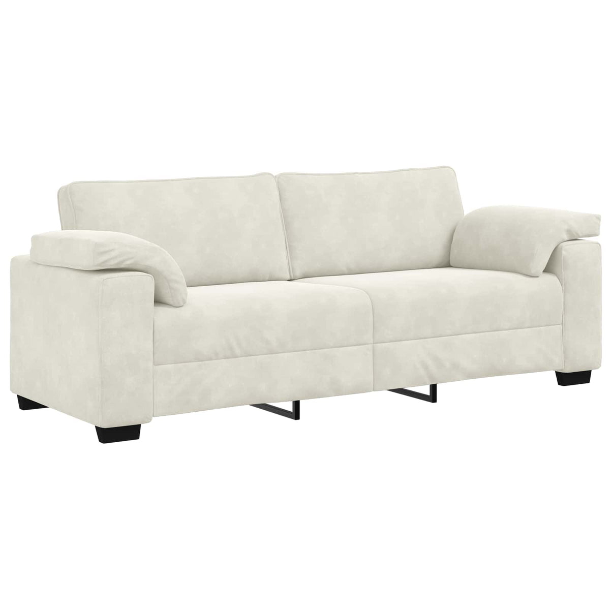 Set di Divani 3 pz con Cuscini Crema in Velluto
