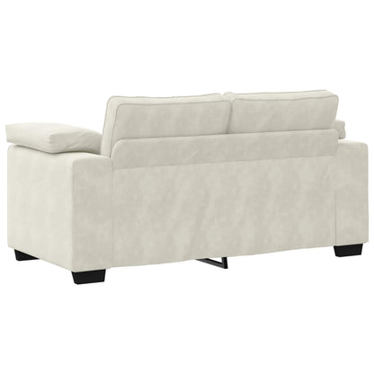 Set di Divani 3 pz con Cuscini Crema in Velluto