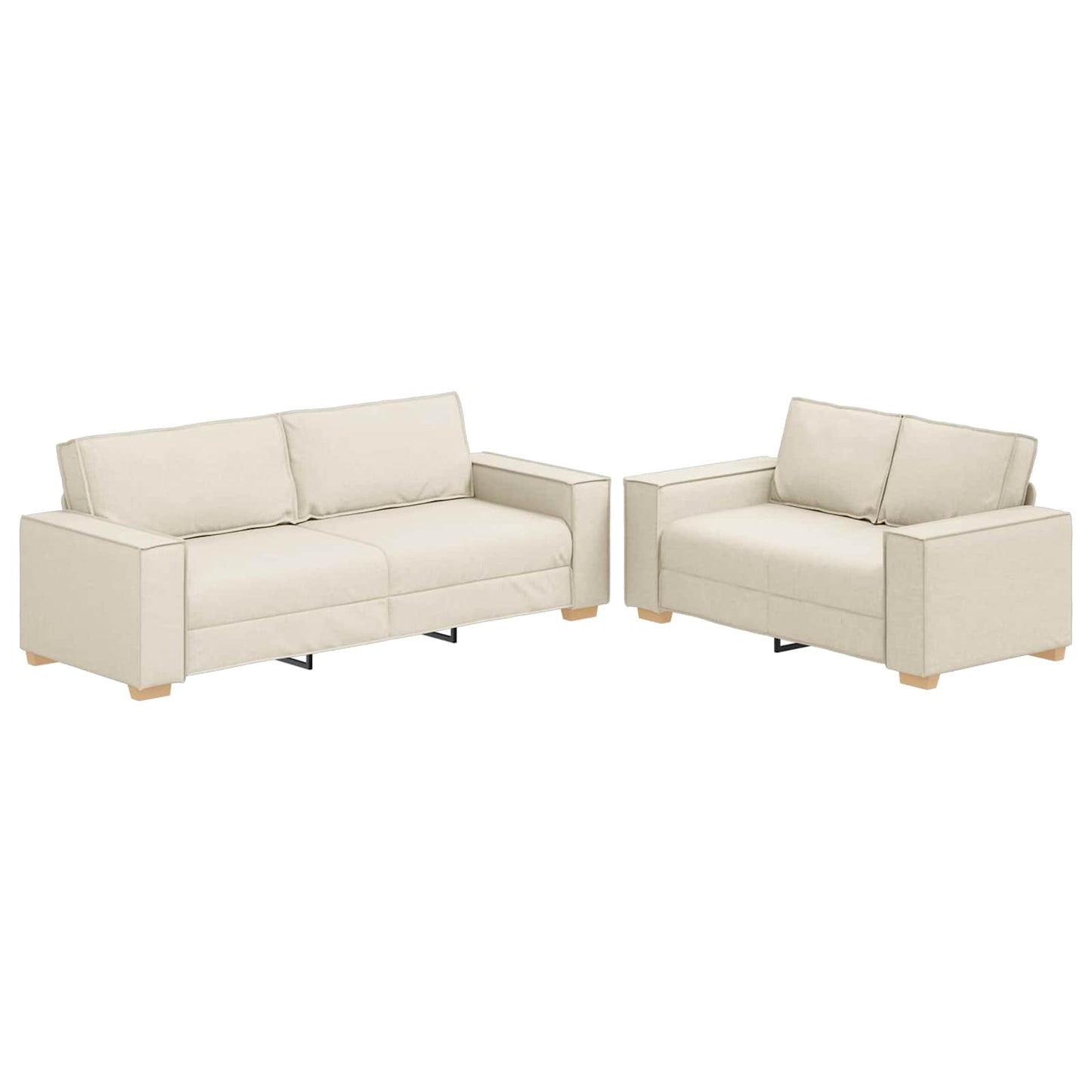 Divano 2 pcs Beige 220 x 80 x 84 cm Tessuto misto lino | homemem39