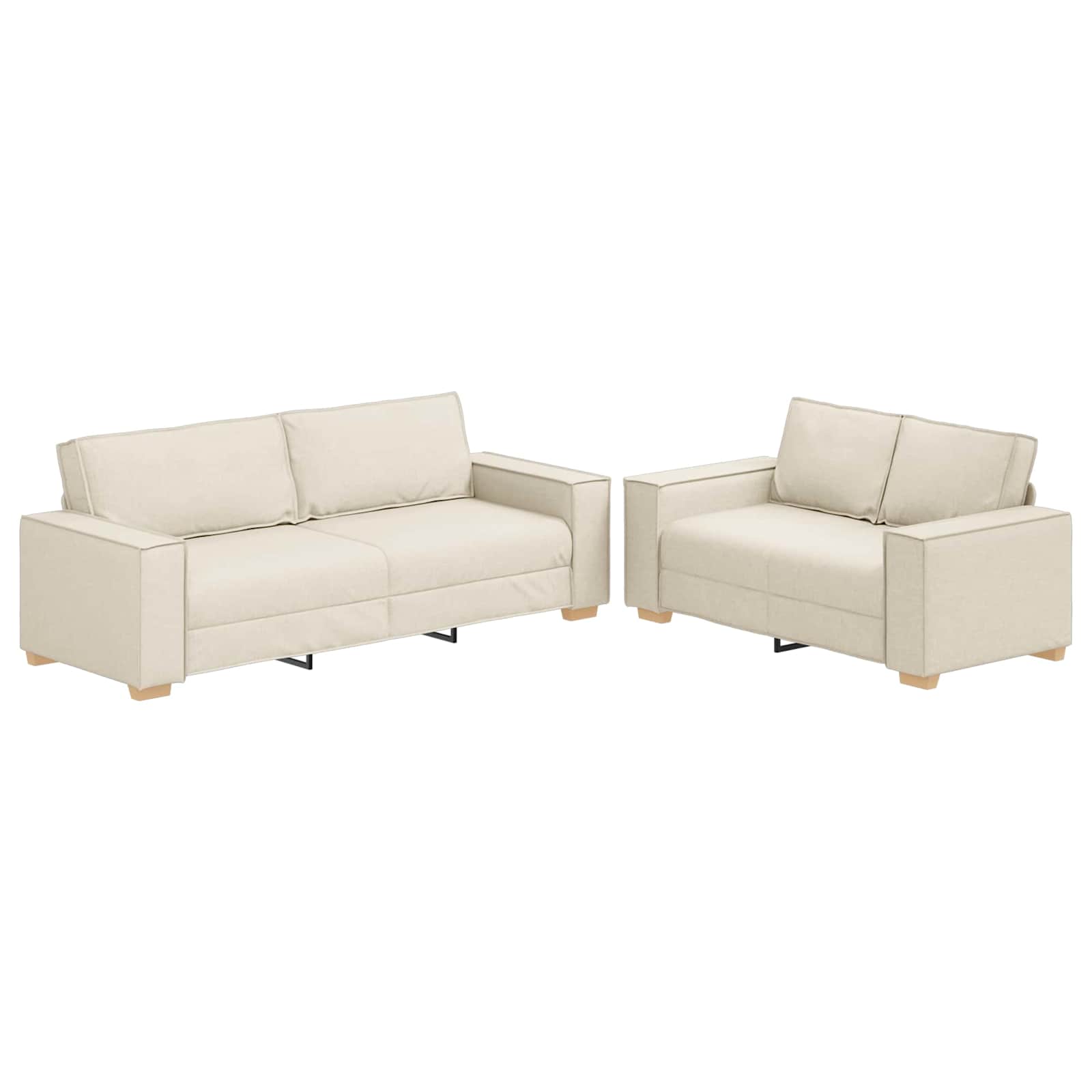 Divano 2 pcs Beige 220 x 80 x 84 cm Tessuto misto lino | homemem39