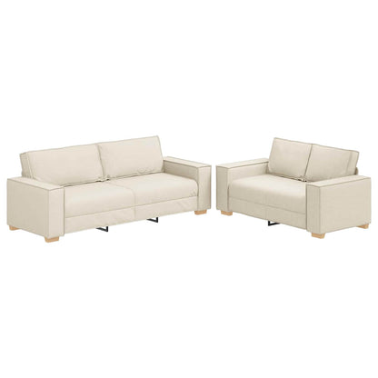 Divano 2 pcs Beige 220 x 80 x 84 cm Tessuto misto lino