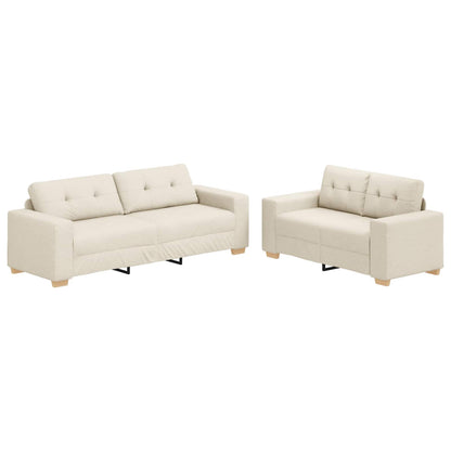 Divano 2 pcs Beige Tessuto misto lino