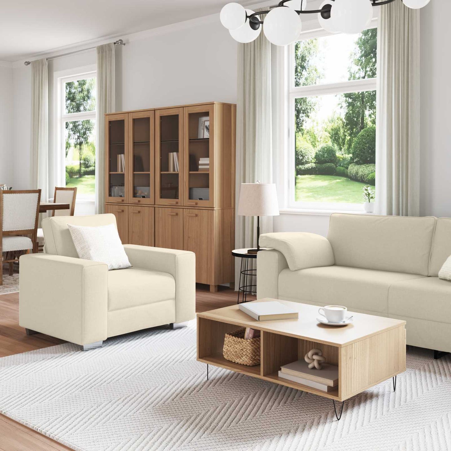 Divano 2 pcs Beige 219 x 80 x 82 cm Tessuto misto lino | homemem39