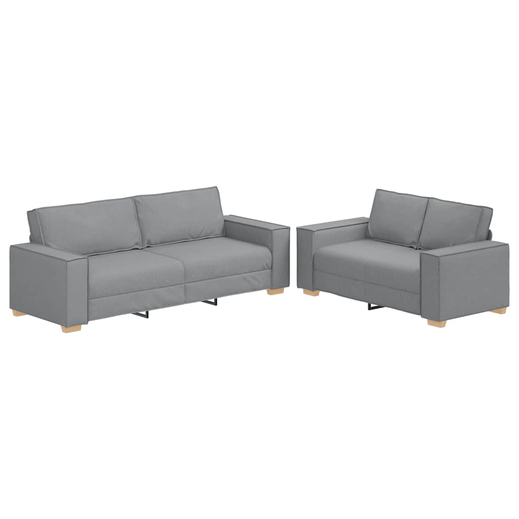 Set di Divani 2 pz con Cuscini Grigio Chiaro in Tessuto | homemem39