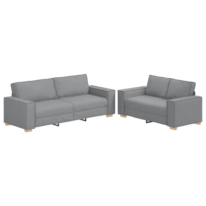 Set di Divani 2 pz con Cuscini Grigio Chiaro in Tessuto | homemem39