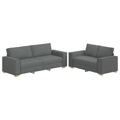 Set di Divani 2 pz con Cuscini Grigio Scuro in Tessuto | homemem39