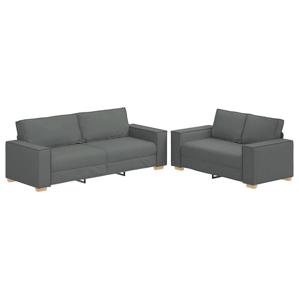 Set di Divani 2 pz con Cuscini Grigio Scuro in Tessuto - homemem39