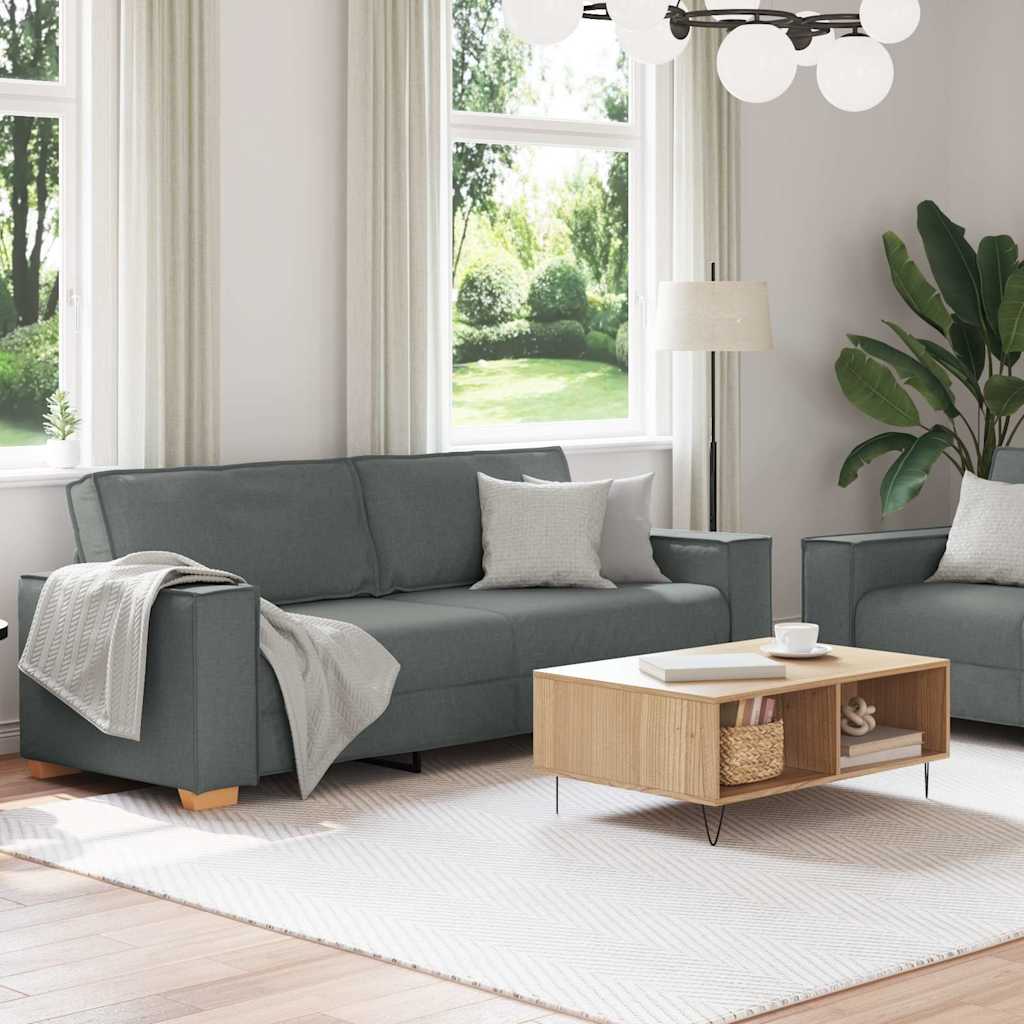 Set di Divani 2 pz con Cuscini Grigio Scuro in Tessuto | homemem39