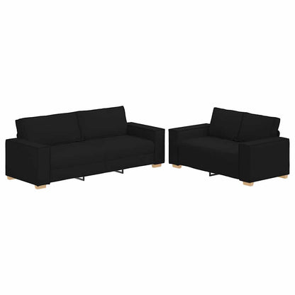 Set di Divani 2 pz con Cuscini Nero in Tessuto | homemem39