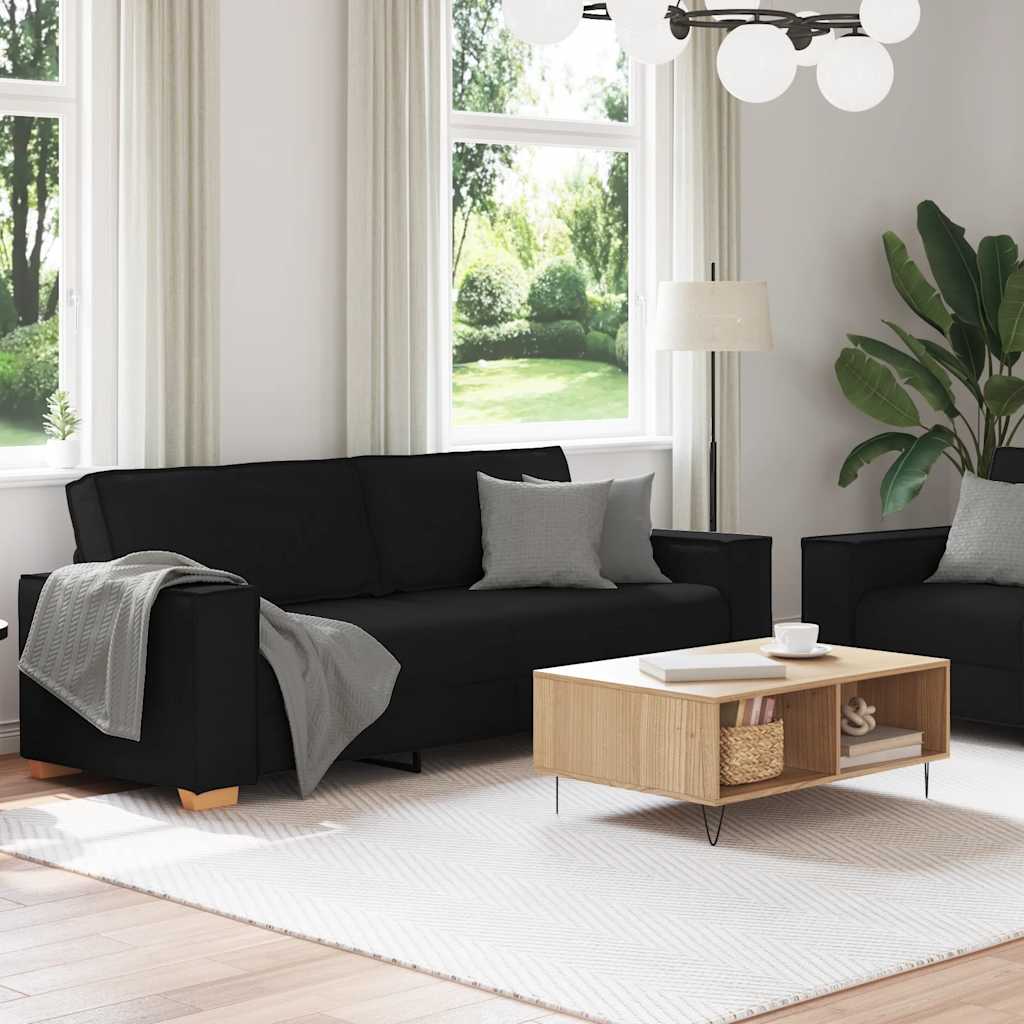 Set di Divani 2 pz con Cuscini Nero in Tessuto | homemem39
