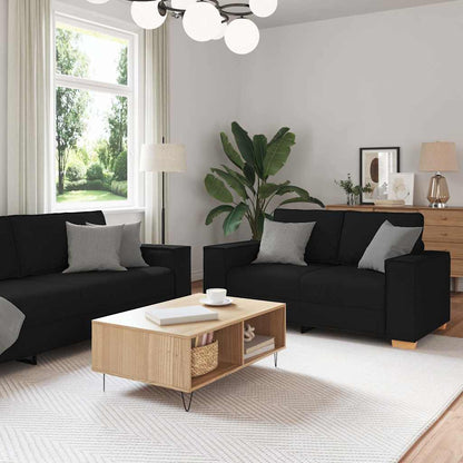 Set di Divani 2 pz con Cuscini Nero in Tessuto | homemem39