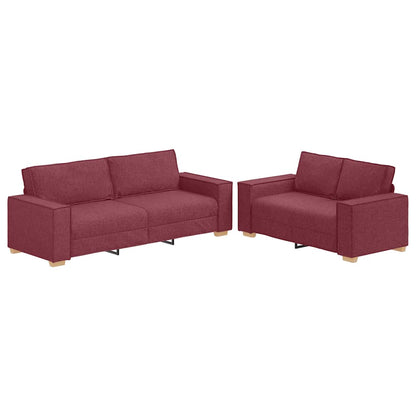 Set di Divani 2 pz con Cuscini Rosso Vino in Tessuto | homemem39