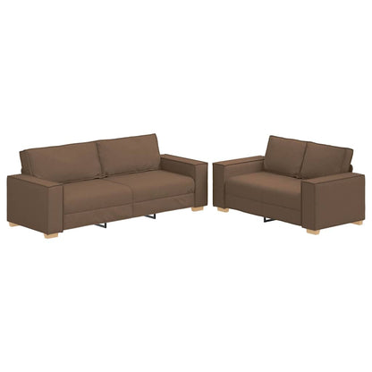 Set di Divani 2 pz con Cuscini Marrone in Tessuto | homemem39