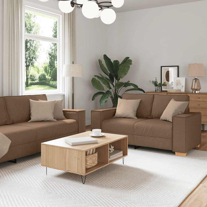 Set di Divani 2 pz con Cuscini Marrone in Tessuto | homemem39