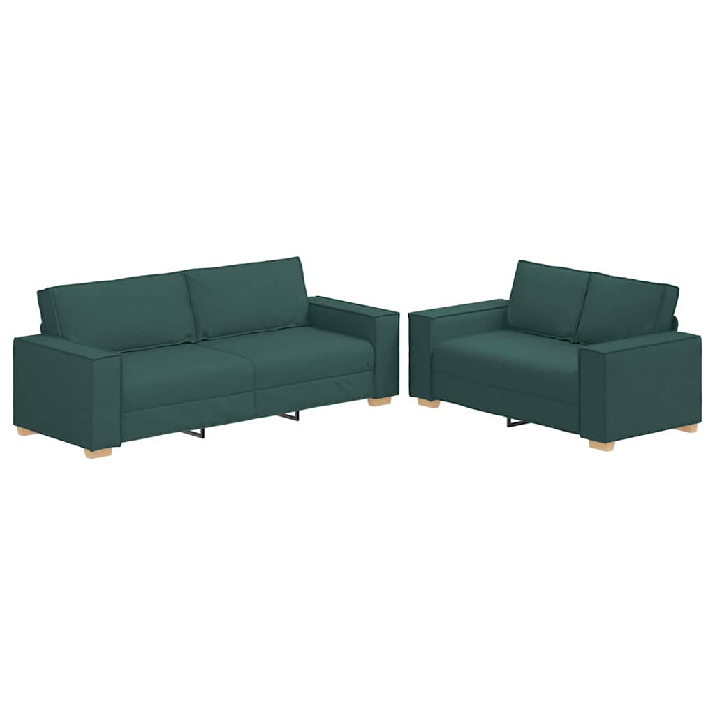 Set di Divani 2 pz con Cuscini Verde scuro in Tessuto | homemem39