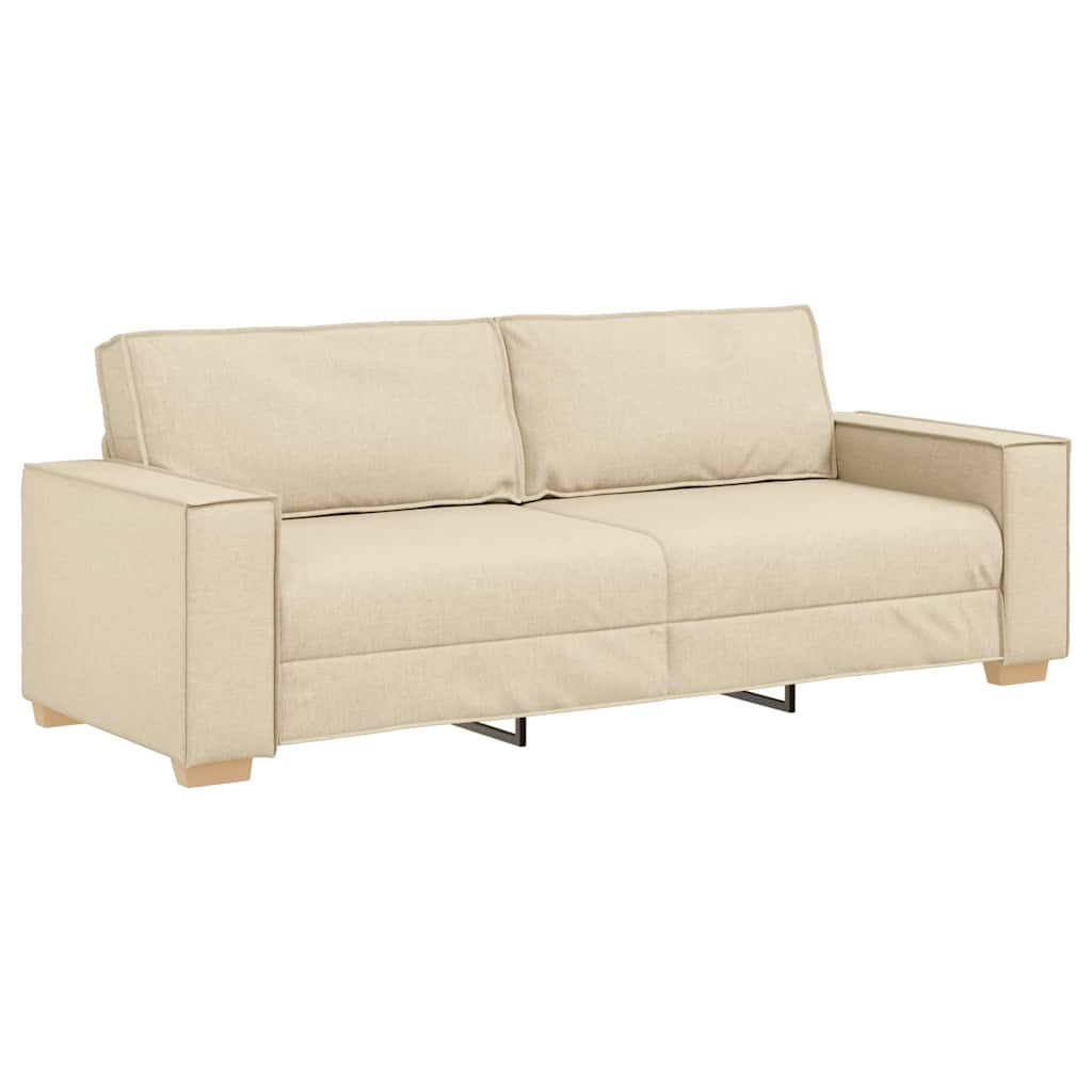 Set di Divani 2 pz con Cuscini Crema in Tessuto | homemem39