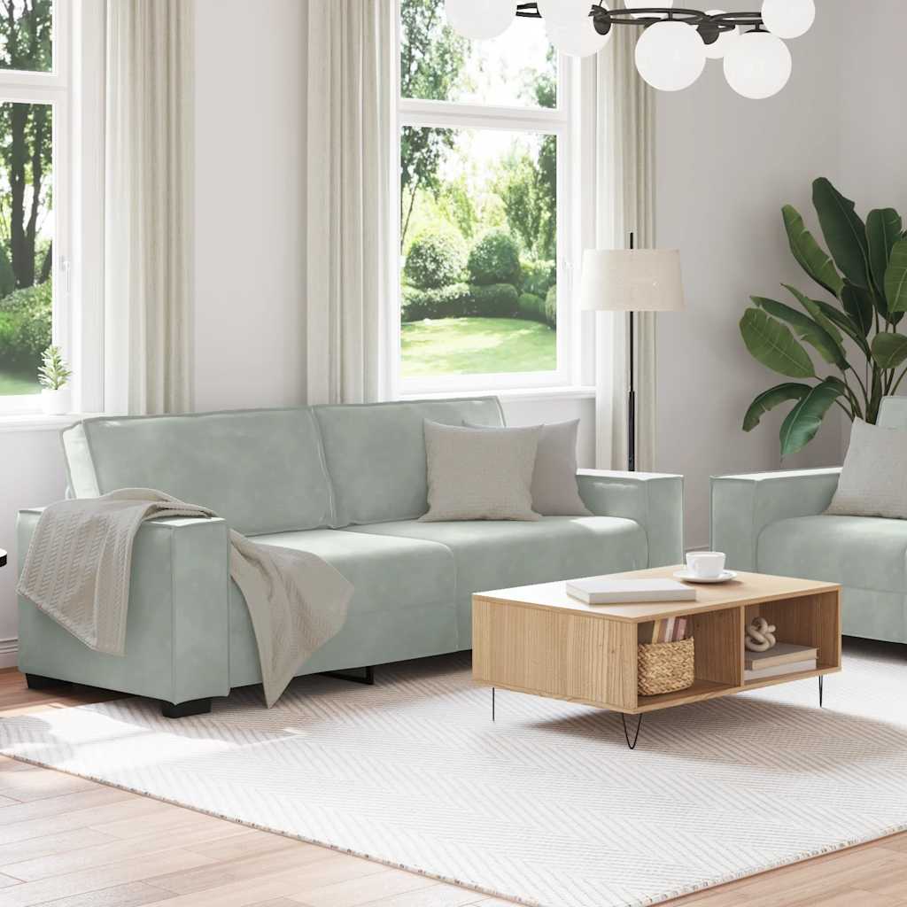 Set di Divani 2 pz con Cuscini Grigio Chiaro in Velluto | homemem39