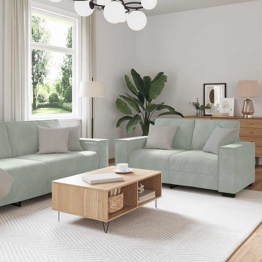 Set di Divani 2 pz con Cuscini Grigio Chiaro in Velluto | homemem39