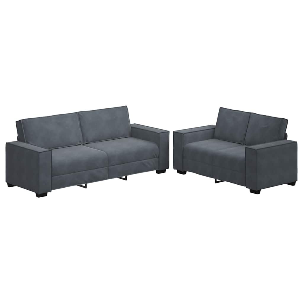 Set di Divani 2 pz con Cuscini Grigio Scuro in Velluto | homemem39