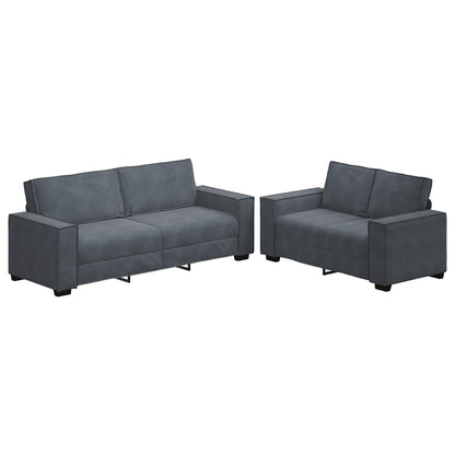 Set di Divani 2 pz con Cuscini Grigio Scuro in Velluto | homemem39