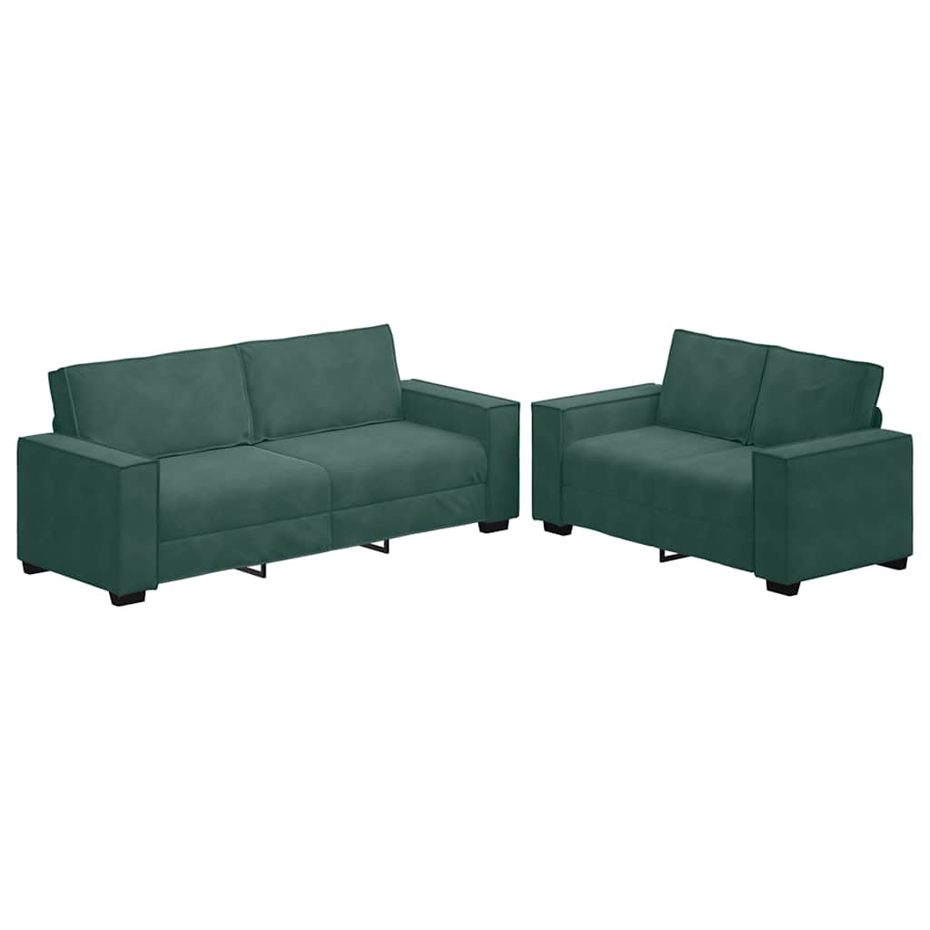 Set di Divani 2 pz con Cuscini Verde scuro in Velluto - homemem39